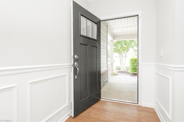 entrance foyer with light wood-type flooring