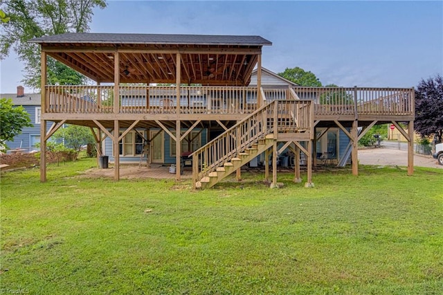 1401 Bretton St, Winston-Salem, NC 27105 - rear view of house featuring a yard and a wooden deck