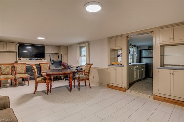 1401 Bretton St, Winston-Salem, NC 27105 - dining space featuring a wainscoted wall