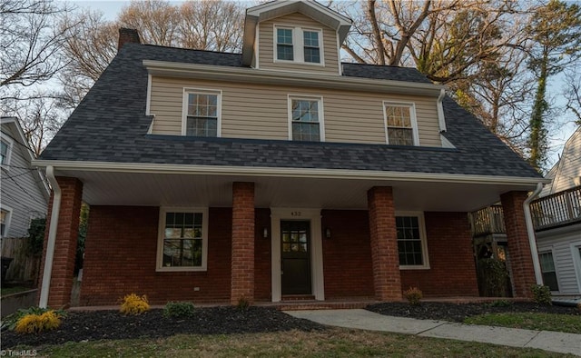 view of front of property featuring covered porch