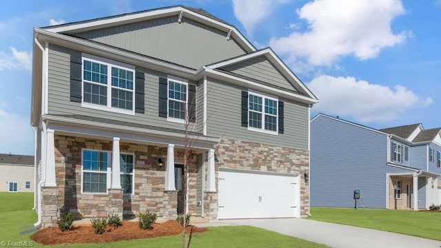 3834 Colt Ct, Trinity, NC 27370 - craftsman house with stone siding, driveway, and a front yard