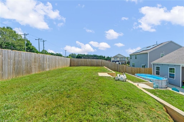 view of yard featuring a fenced in pool and a fenced backyard