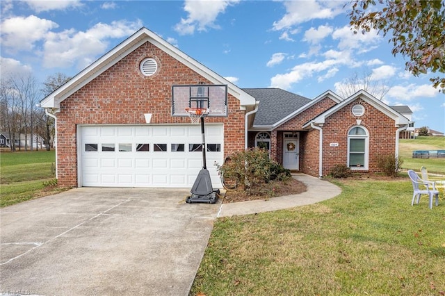 front of property featuring a garage and a front lawn