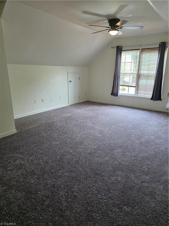 1030 Still Point Dr, Winston-Salem, NC 27103 - bonus room with vaulted ceiling, a ceiling fan, baseboards, and carpet