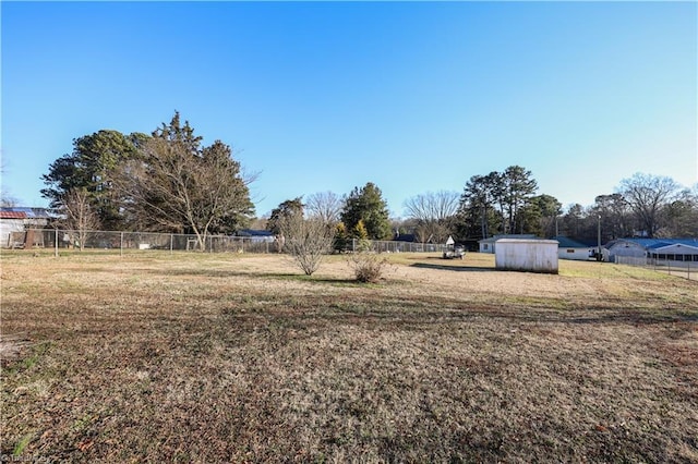 view of yard with a storage unit