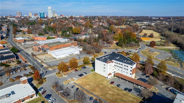 aerial view featuring a city view