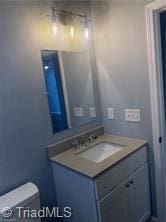 bathroom with toilet and vanity