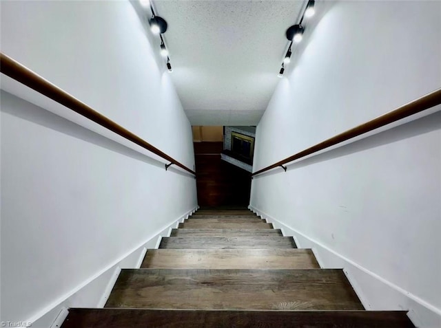 stairway with rail lighting