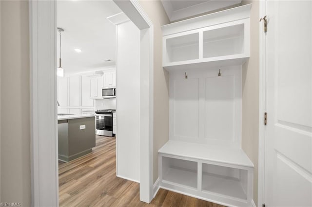 6969 Orchard Path Dr, Clemmons, NC 27012 - mudroom with wood finished floors and recessed lighting