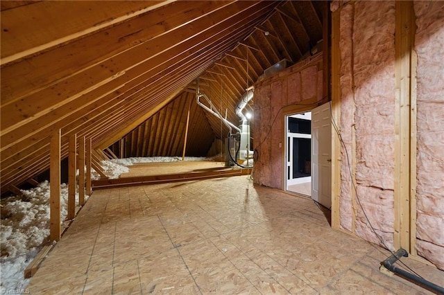 view of unfinished attic