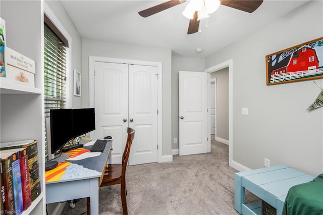 385 Apache Dr, Winston-Salem, NC 27107 - carpeted office space featuring a ceiling fan and baseboards