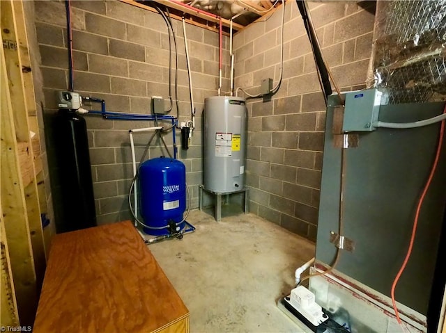 utility room with water heater