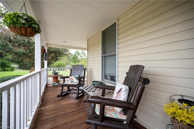 deck featuring covered porch