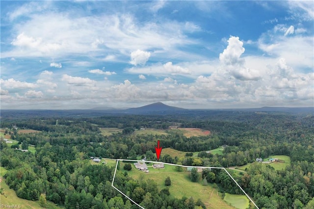 birds eye view of property with a mountain view