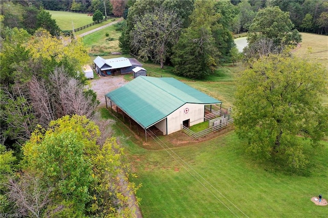 aerial view with a rural view