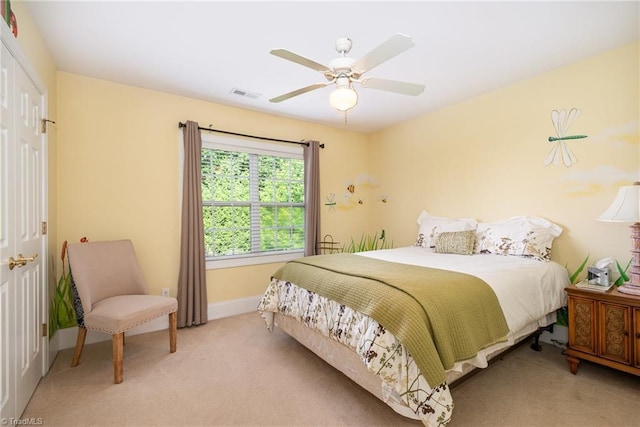 221 Oakmont Park Ct, Kernersville, NC 27284 - bedroom featuring light carpet, baseboards, and ceiling fan