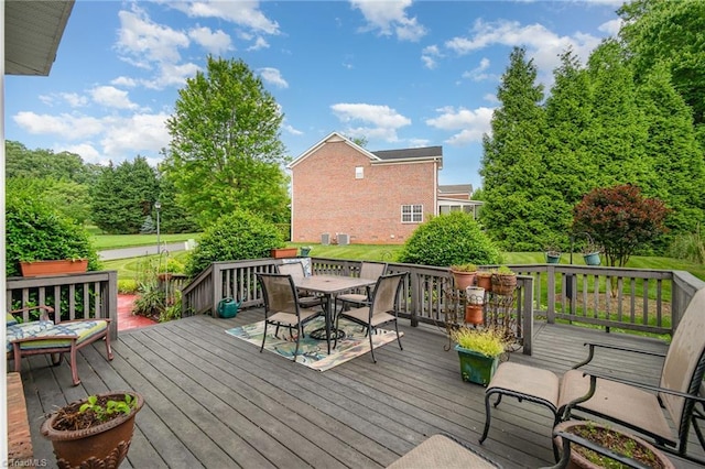 221 Oakmont Park Ct, Kernersville, NC 27284 - wooden terrace featuring outdoor dining area