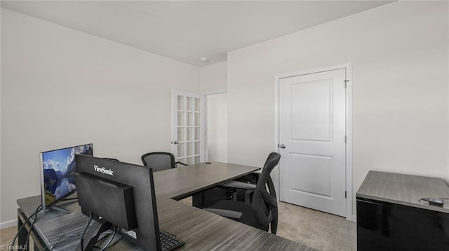 view of carpeted home office