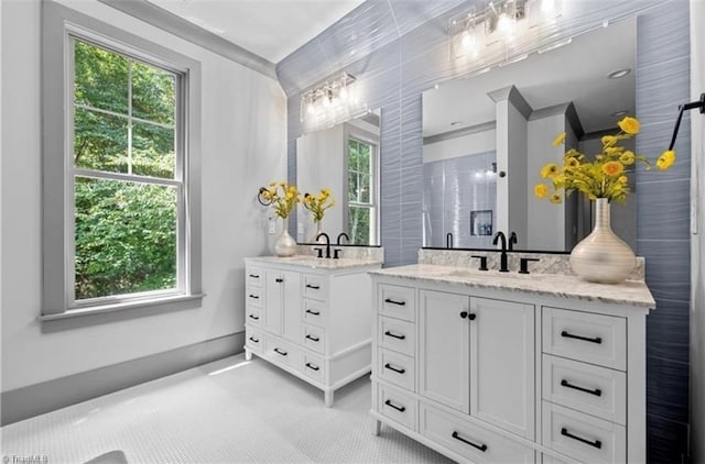 bathroom featuring vanity and a wealth of natural light