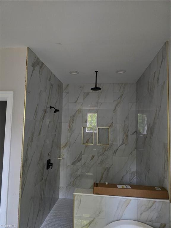 3501 Wesley Point Dr, Browns Summit, NC 27214 - full bath with a marble finish shower and recessed lighting