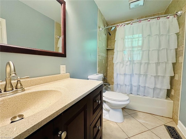 2025 Pope Rd, Winston-Salem, NC 27127 - bathroom featuring vanity, tile patterned floors, shower / bath combination with curtain, and toilet