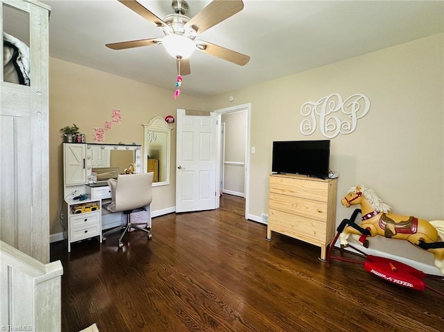 2025 Pope Rd, Winston-Salem, NC 27127 - office area featuring wood finished floors, ceiling fan, and baseboards