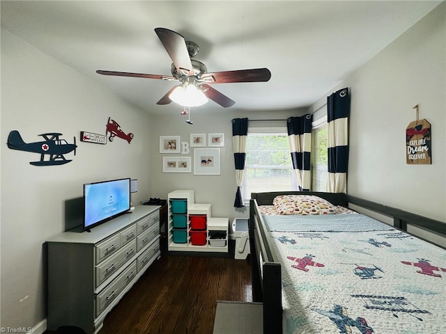 2025 Pope Rd, Winston-Salem, NC 27127 - bedroom with dark wood finished floors and a ceiling fan