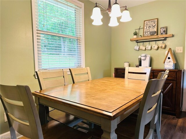 2025 Pope Rd, Winston-Salem, NC 27127 - dining area with a chandelier, healthy amount of natural light, and dark wood-type flooring