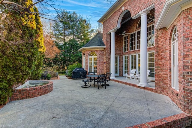 view of patio featuring french doors and area for grilling