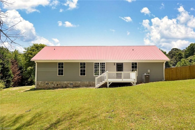 6376 Welborn Rd, Trinity, NC 27370 - back of house with a deck, a metal roof, and crawl space