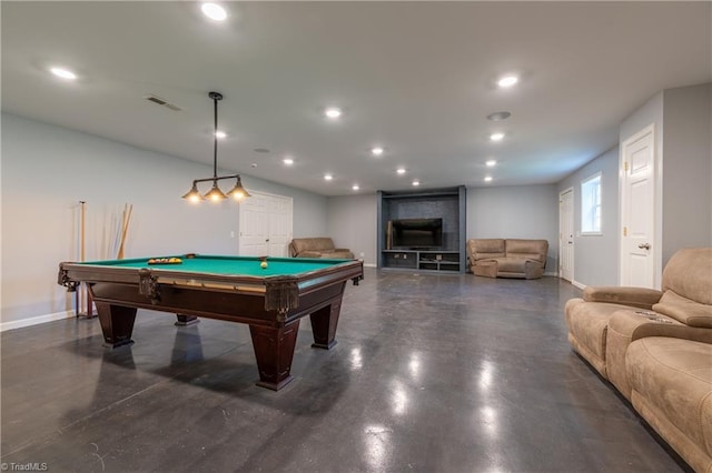 3289 Tobaccoville Rd, Tobaccoville, NC 27050 - rec room featuring visible vents, baseboards, recessed lighting, and pool table
