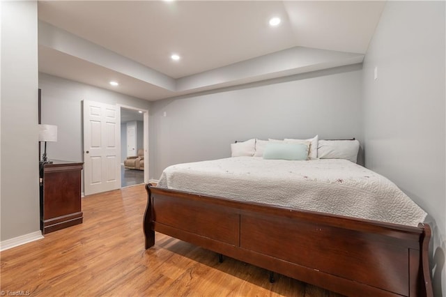3289 Tobaccoville Rd, Tobaccoville, NC 27050 - bedroom featuring light wood finished floors, recessed lighting, and lofted ceiling