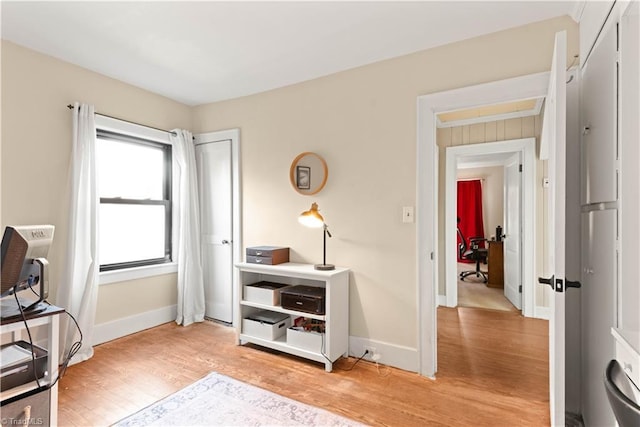 interior space with light hardwood / wood-style flooring