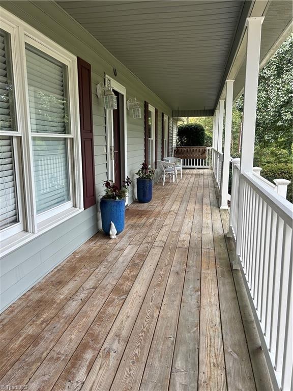 deck with covered porch