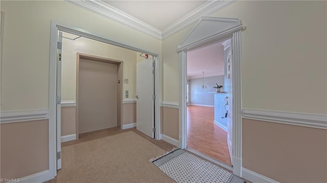 200 Lennox Dr Unit 3C, Jamestown, NC 27282 - corridor with crown molding, baseboards, and elevator