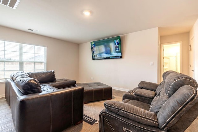 living room featuring light hardwood / wood-style floors