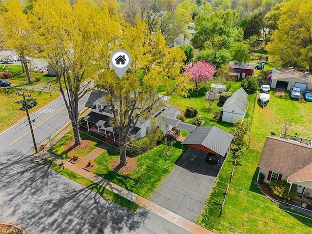 aerial view with a residential view