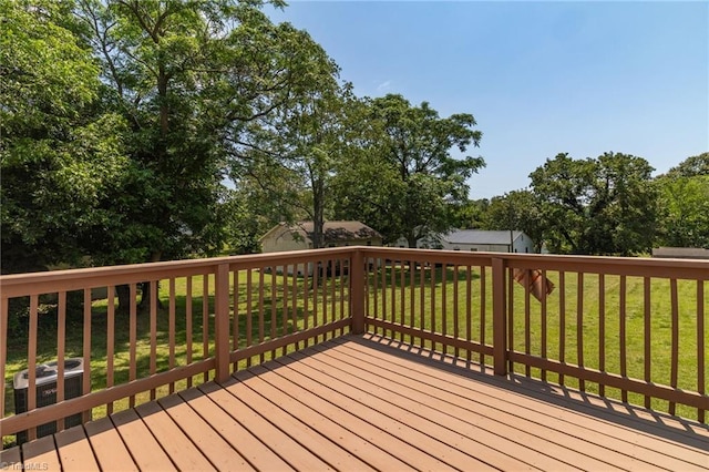705 Laurel Ave, Lexington, NC 27292 - wooden terrace featuring central air condition unit and a lawn