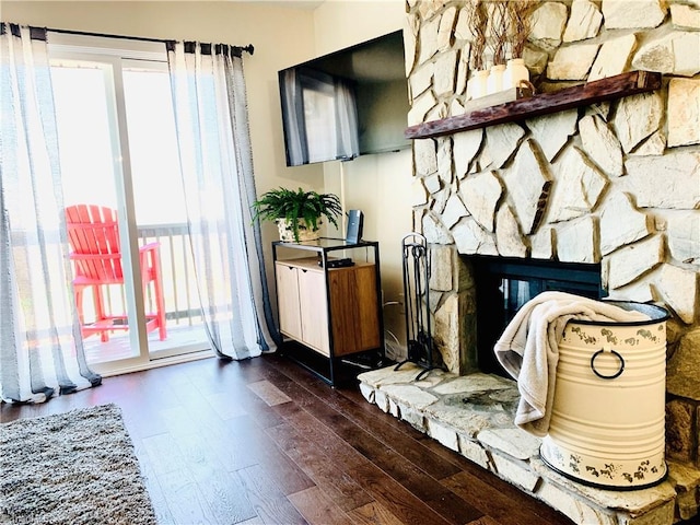 301 Pinnacle Inn Rd Unit 4315, Beech Mountain, NC 28604 - detailed view of wood finished floors and a stone fireplace