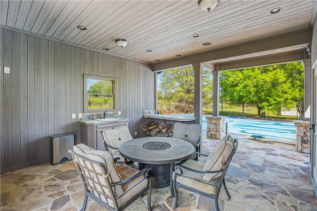 view of patio with sink