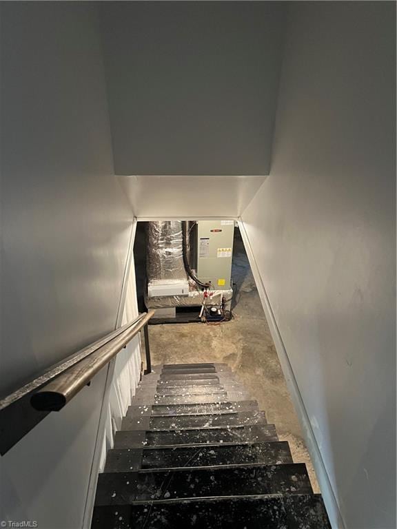 240 Byerly St, Mount Airy, NC 27030 - stairway with unfinished concrete flooring