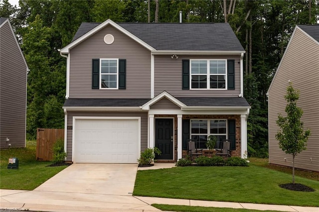 4628 Heatherly Rd, Winston-Salem, NC 27105 - view of front of house with a porch, an attached garage, and concrete driveway