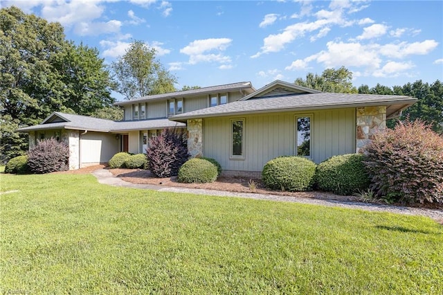4680 Sherborne Dr, Pfafftown, NC 27040 - view of front of house featuring a front yard, stone siding, and a shingled roof