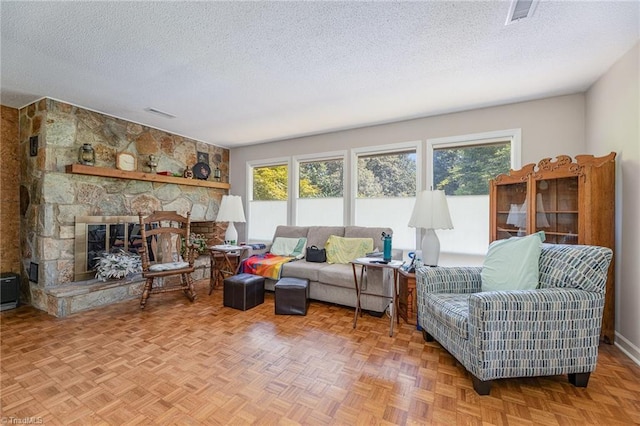 4680 Sherborne Dr, Pfafftown, NC 27040 - living area with healthy amount of natural light and a textured ceiling