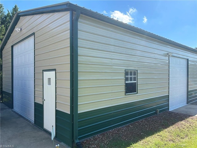 exterior space with a garage