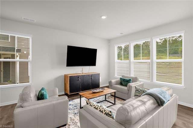 1230 Evelynnview Ln, Kernersville, NC 27284 - living area featuring baseboards, wood finished floors, and recessed lighting
