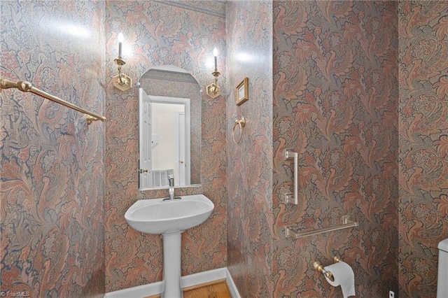1400 Covered Wagon Rd, Mcleansville, NC 27301 - bathroom with wallpapered walls