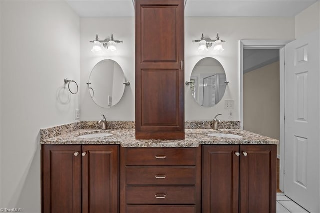 1400 Covered Wagon Rd, Mcleansville, NC 27301 - bathroom with double vanity and tile patterned flooring