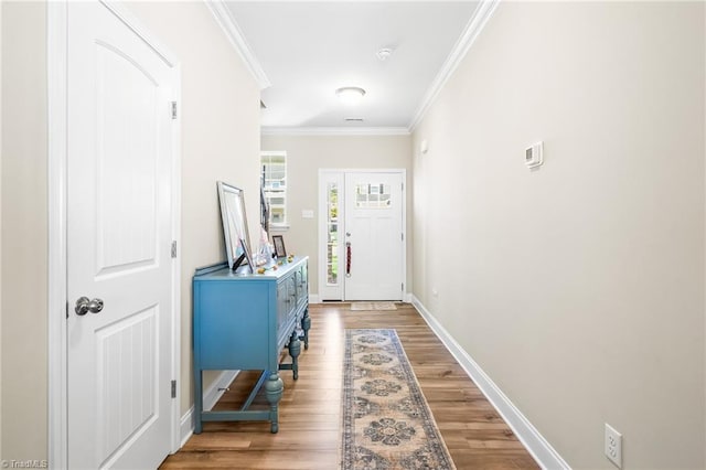 2177 Campbell Loop, Burlington, NC 27215 - doorway to outside with crown molding, light wood finished floors, and baseboards