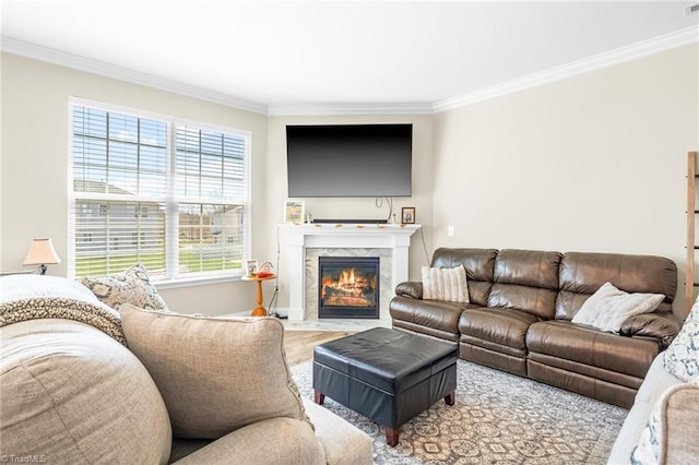 2177 Campbell Loop, Burlington, NC 27215 - living room featuring crown molding, a fireplace, wood finished floors, and baseboards